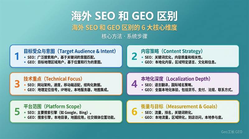 海外 SEO 和 GEO 区别:出海企业怎么选(2026 决策指南) - 核心方法