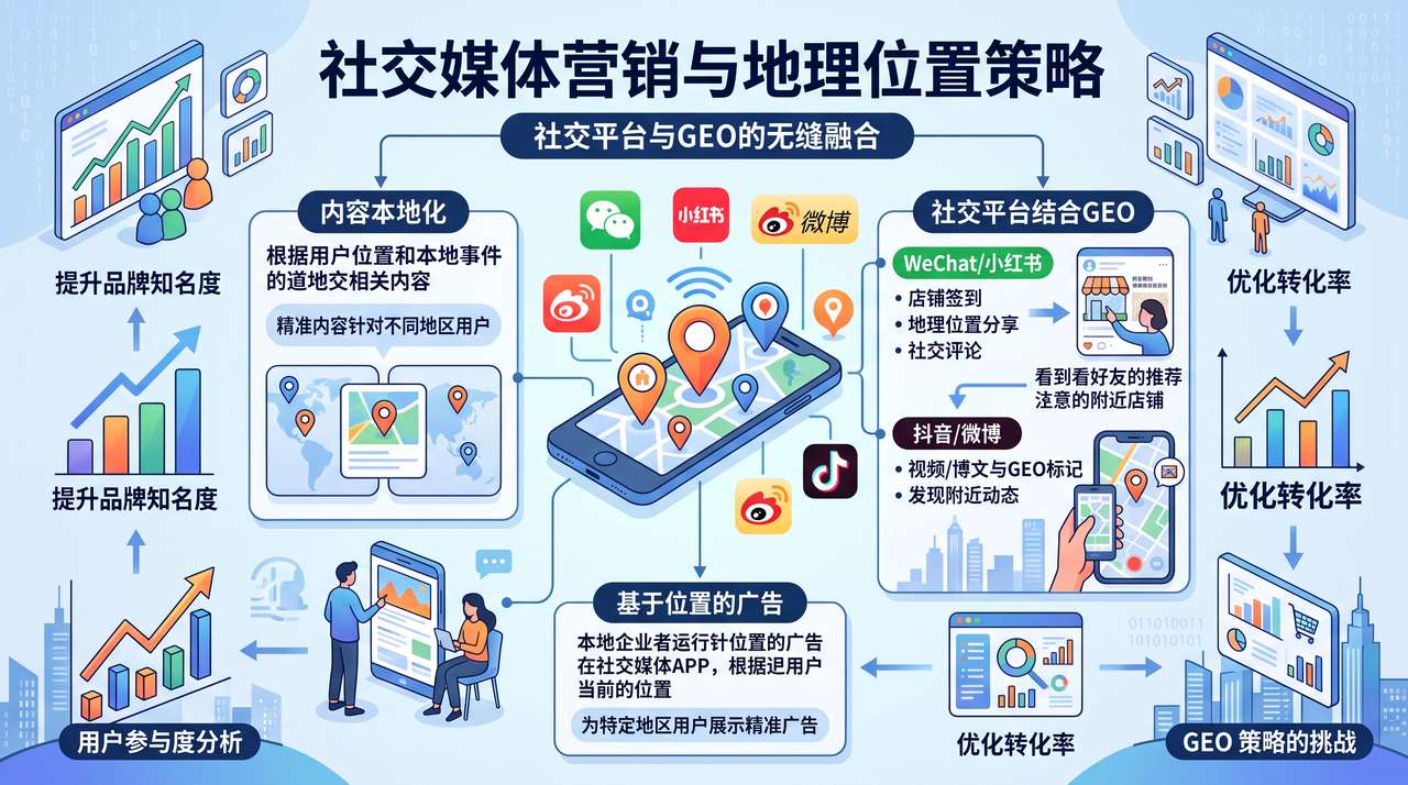 社交媒体与GEO协同示意图